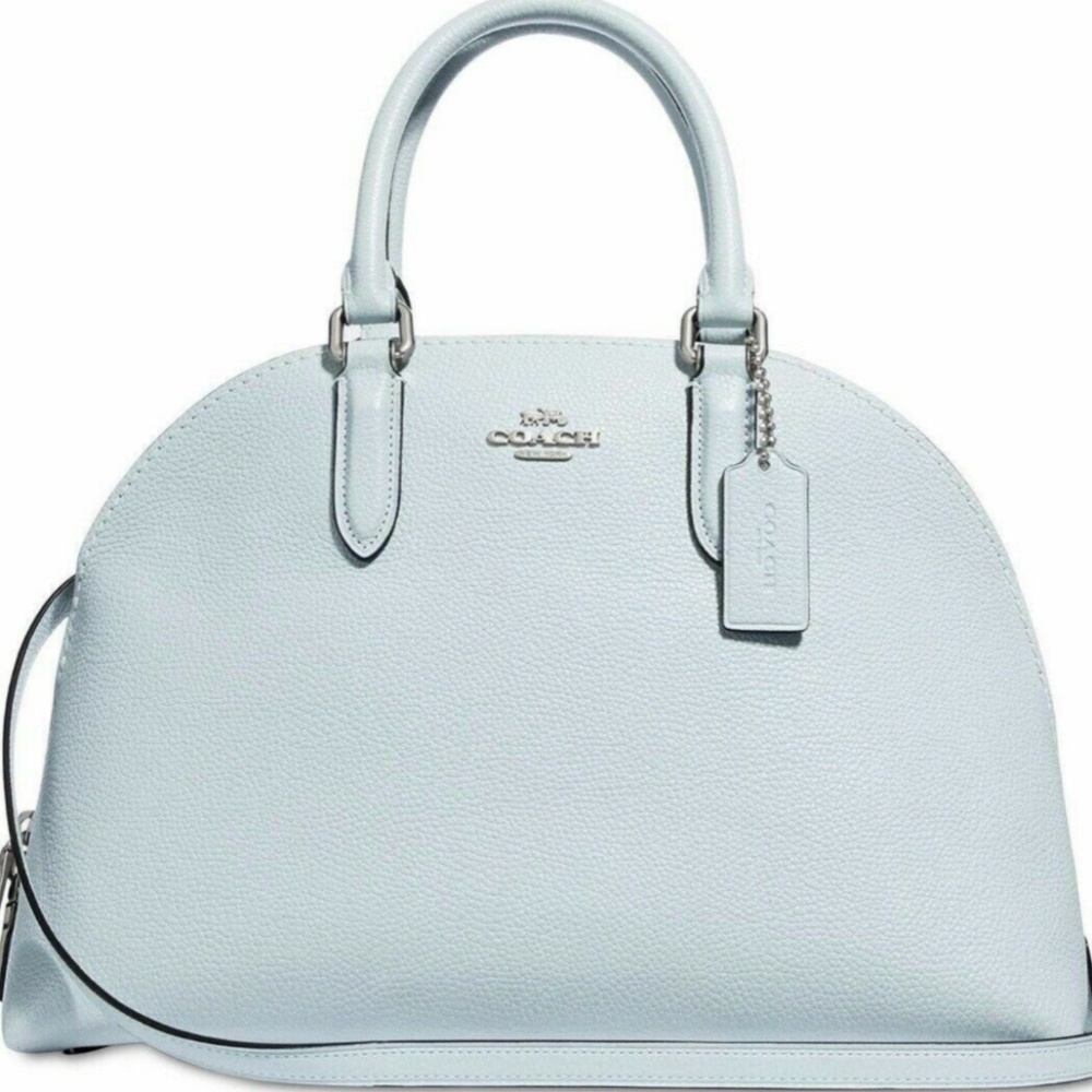 Coach Sky Blue Pebbled Leather Crossbody Satchel